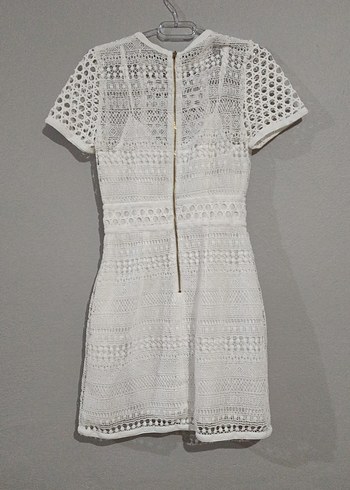 Dantel Detaylı Beyaz  Elbise - Görsel 2