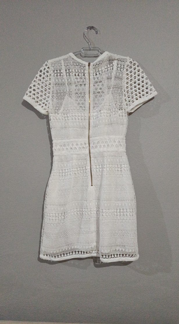 Dantel Detaylı Beyaz  Elbise - Görsel 2