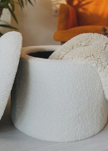 X Large Beyaz Tedy Kumaş
Sandıklı Silindi Dekoratif Pufidik Puf - Görsel 3