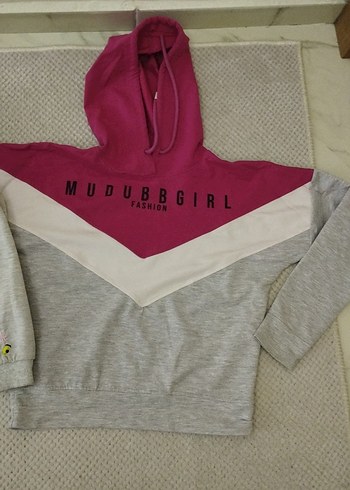 Kız Çocuk Gri Kapüşonlu Sweatshirt - Görsel 2