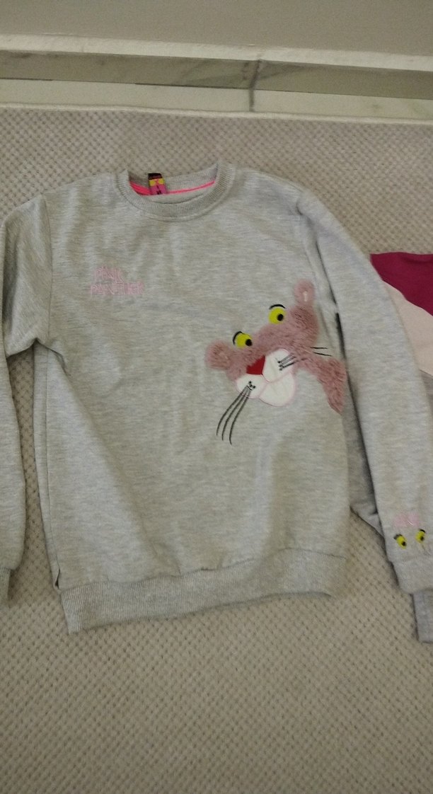 Kız Çocuk Gri Kapüşonlu Sweatshirt - Görsel 3