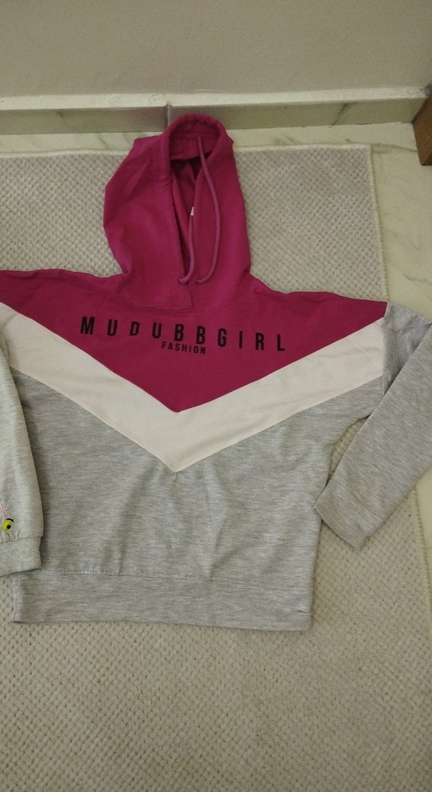 Kız Çocuk Gri Kapüşonlu Sweatshirt - Görsel 2