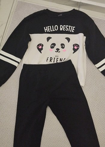 Kız Çocuk Siyah Baskılı Tayt - Görsel 2