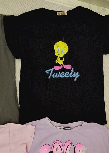 Kız Çocuk Pembe Baskılı Kısa Kollu Tişört - Görsel 4