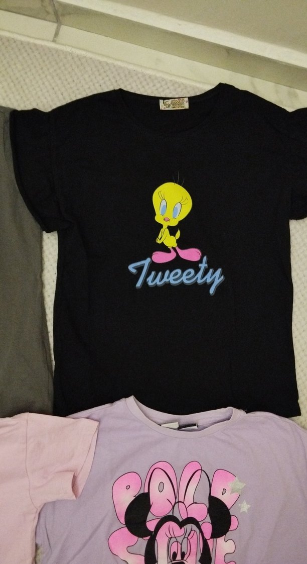 Kız Çocuk Pembe Baskılı Kısa Kollu Tişört - Görsel 4