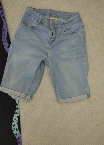 Kızlar için Koyu Mavi Denim Şort - Görsel 2