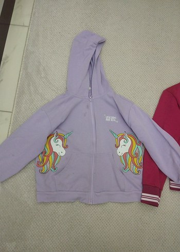 Unicorn Baskılı Mor Kapüşonlu, Barbie Baskılı Fuşya Kolej Ceket - Görsel 2