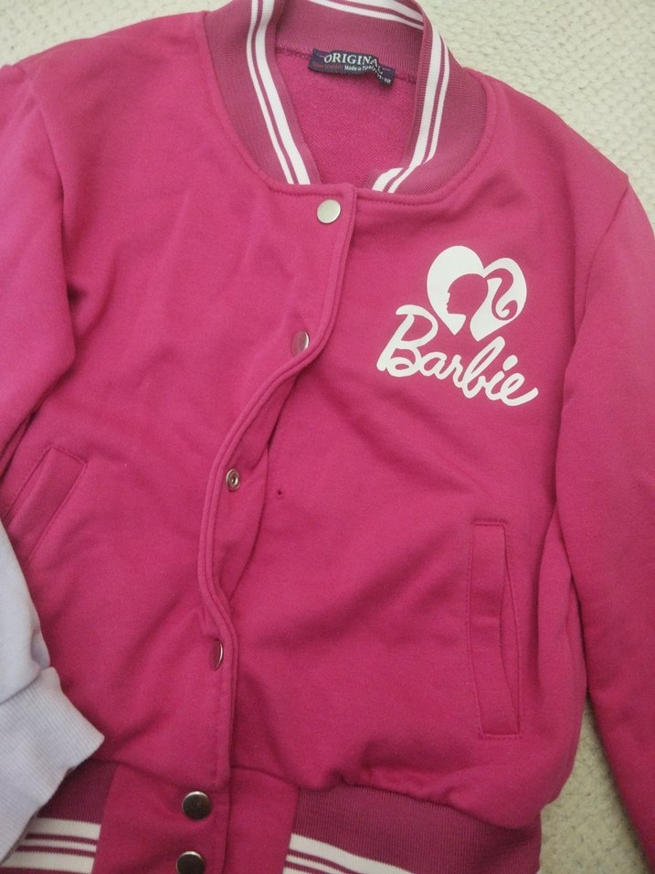 Unicorn Baskılı Mor Kapüşonlu, Barbie Baskılı Fuşya Kolej Ceket - Görsel 4