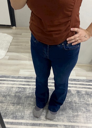 Zara Koyu Mavi Rahat Kesim Denim Jean