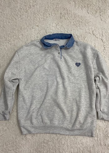 LC Waikiki Gri Melanj Polo Yaka Sweatshirt