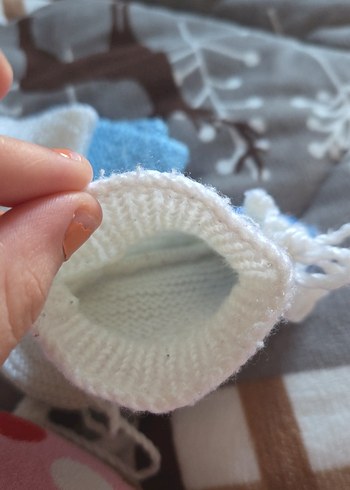 Kışlık Mavi ve Beyaz Örgü Erkek çocuk Patikleri - Görsel 13