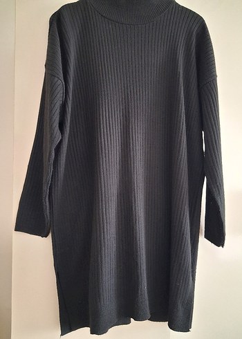 Siyah Kadın Uzun Kollu Yüksek Yakalı Triko Kazak - Görsel 2