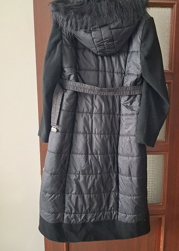 Kadın Siyah Uzun Kemerli Mont - Görsel 2