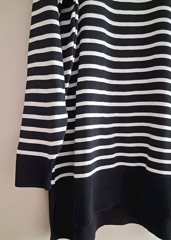 Siyah Beyaz Çizgili Triko Kadın Kazak - Görsel 2