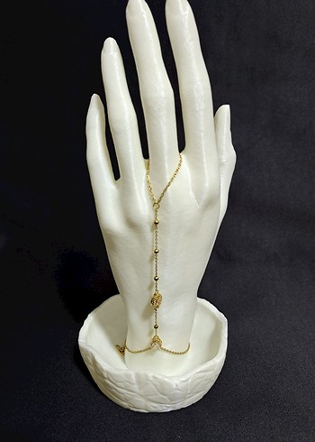 Zincir Detaylı Altın Renk Kadın El Zinciri - Görsel 2