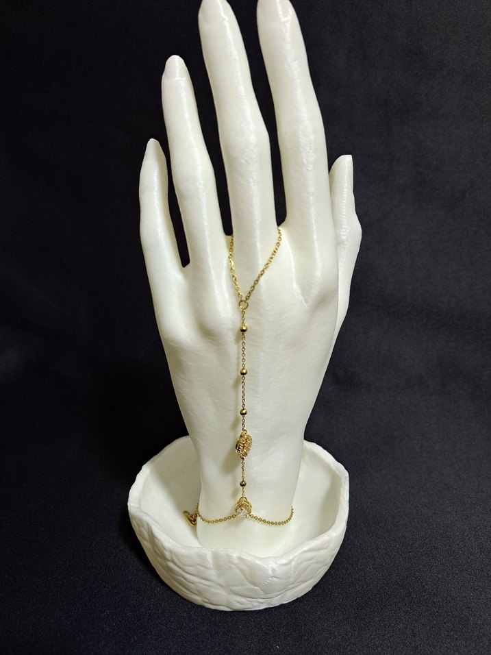 Zincir Detaylı Altın Renk Kadın El Zinciri - Görsel 2