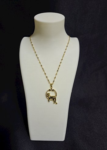 Diğer Diger Mini Leopar Desenli Çelik Kolye