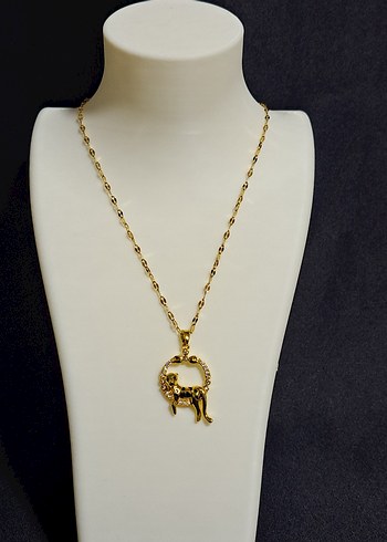 Diger Mini Leopar Desenli Çelik Kolye