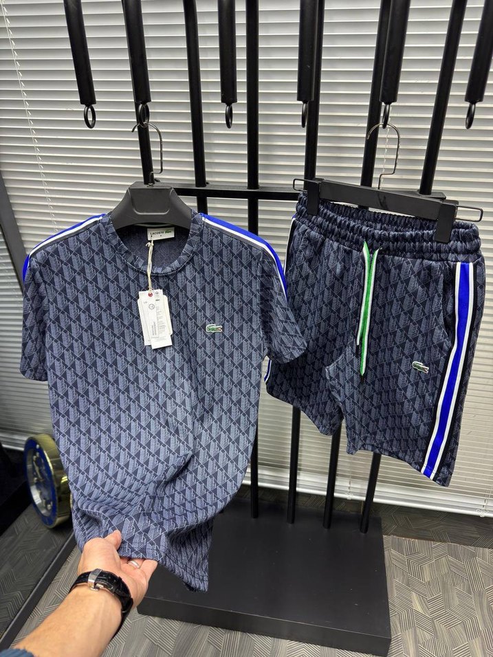 Lacoste Lacivert Baskılı Erkek Kısa Kollu Pijama Takımı - Görsel 2