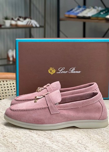 39 Beden pembe Renk Loro Piana Pembe Süet Tokalı Kadın Loafer