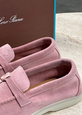 39 Beden Loro Piana Pembe Süet Tokalı Kadın Loafer