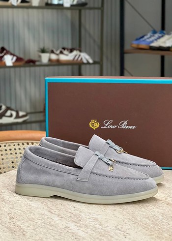 Loro Piana Gri Süet Erkek Kemerli Loafer Ayakkabı
