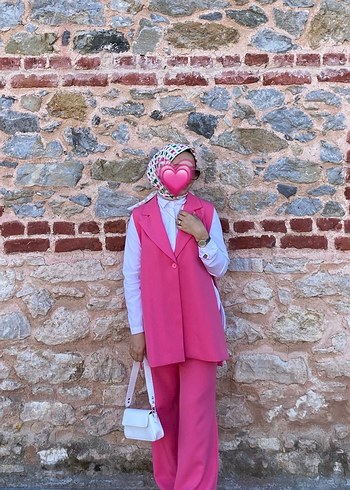 Pembe Regular Fit Uzun Kadın Takım Elbise