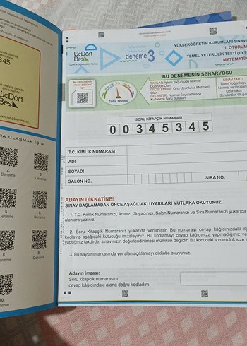 TYT Matematik Deneme Kitabı 345 yayınları
