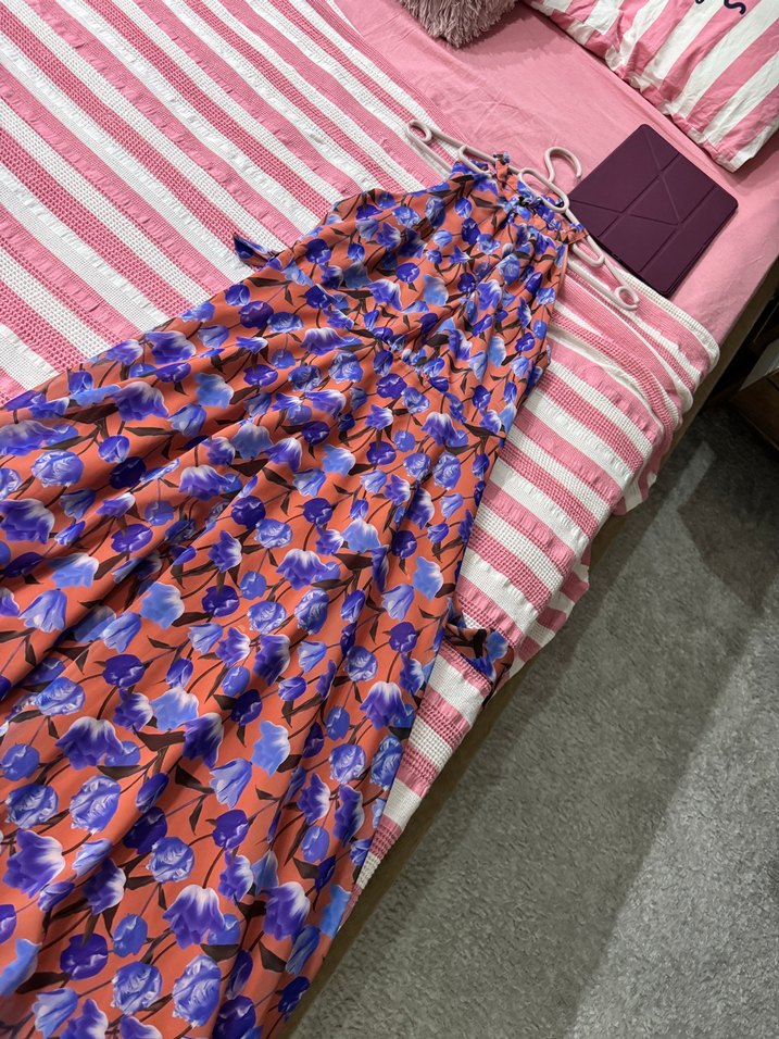 Uzun Büzgülü Bohem Desenli Hamile Elbisesi - Görsel 3