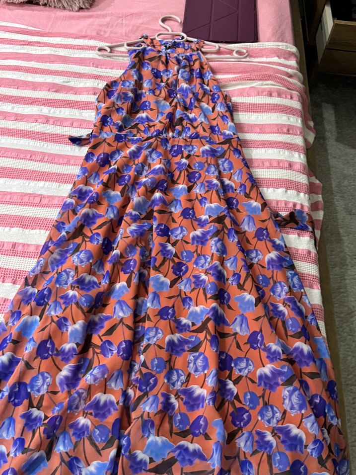 Uzun Büzgülü Bohem Desenli Hamile Elbisesi - Görsel 2