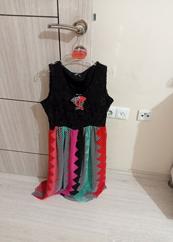 Renkli Bohem elbise Kolsuz, Uzun