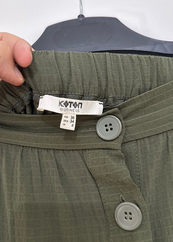 Koton Düğmeli Haki Uzun Kadın Etek