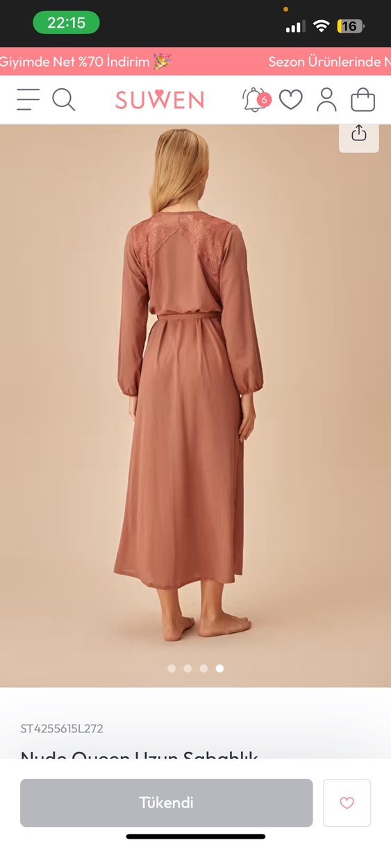 Bohem Uzun Kollu Bej Kadın sabahlık - Görsel 3