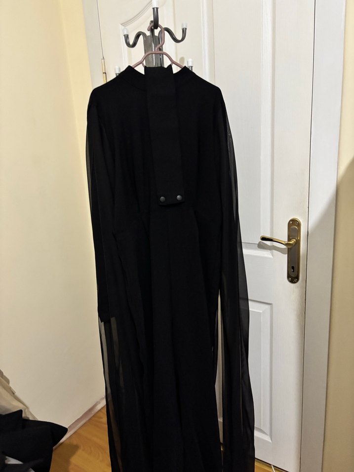 Kadın Siyah Uzun Kollu Uzun Siyah Gecelik - Görsel 2