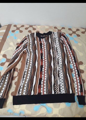 Desenli Kahverengi Örgü vintage Kazak