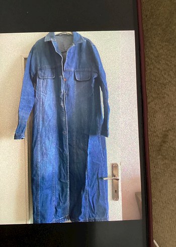 Kadın Uzun Lacivert Denim Ceket