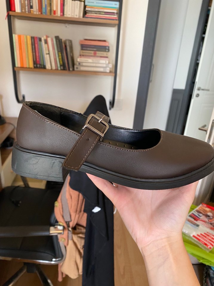 Tokalı Kahverengi Kadın Ayakkabı Mary Jane - Görsel 2