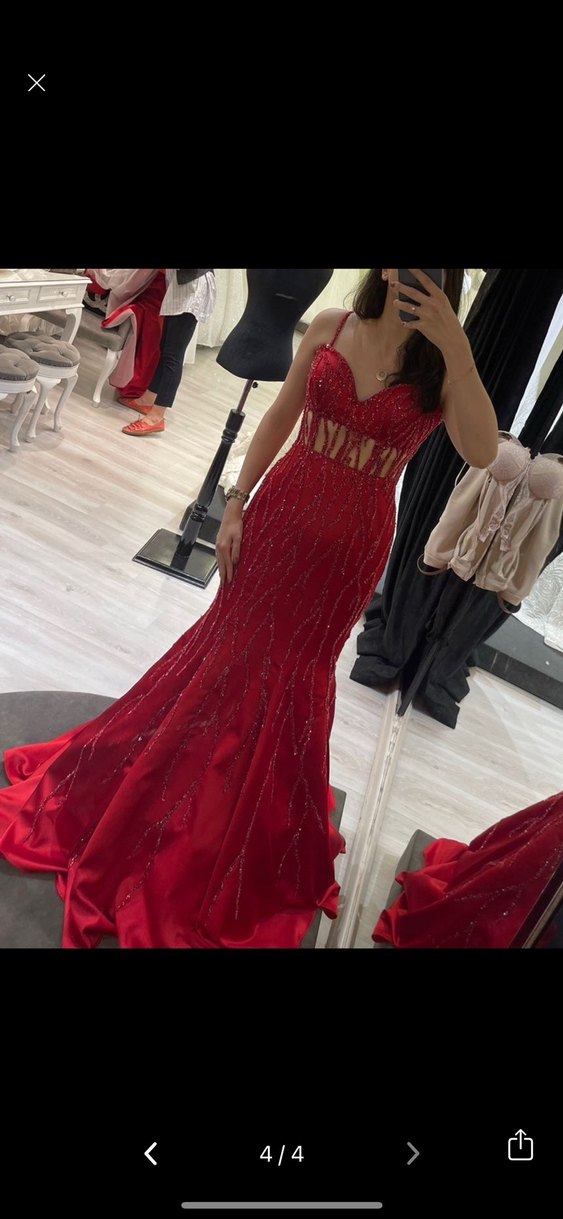 Kırmızı İşlemeli Kına Elbisesi - Görsel 4