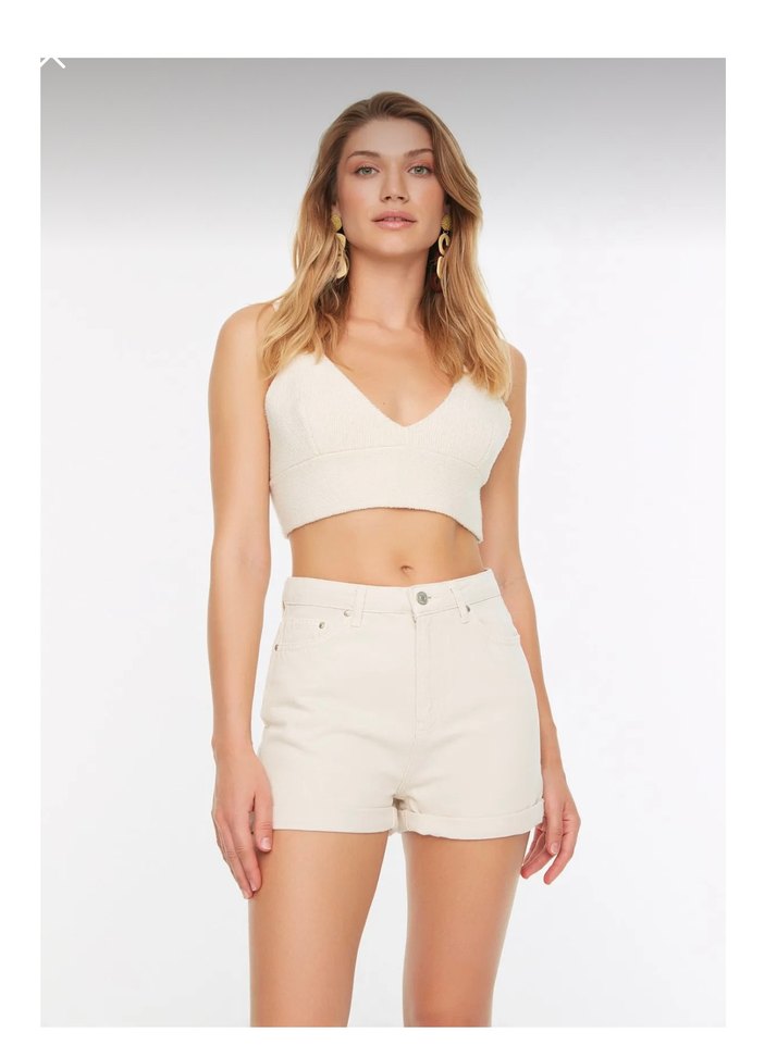Bej Kadın Denim Şort - Görsel 3