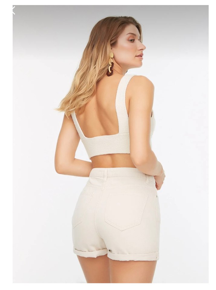 Bej Kadın Denim Şort - Görsel 2