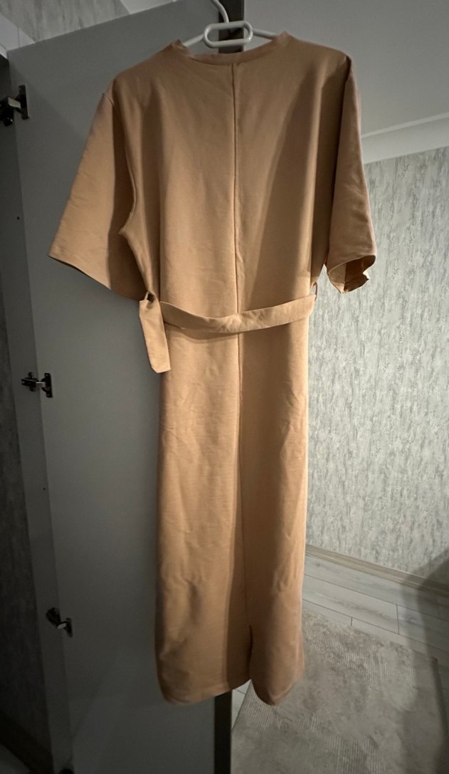 Bej Kemerli Uzun Kadın Elbise - Görsel 2