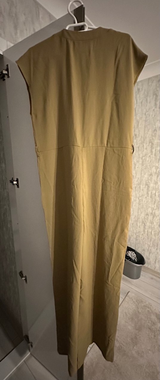 Kadın Bej Kemerli Kumaş tulum - Görsel 3