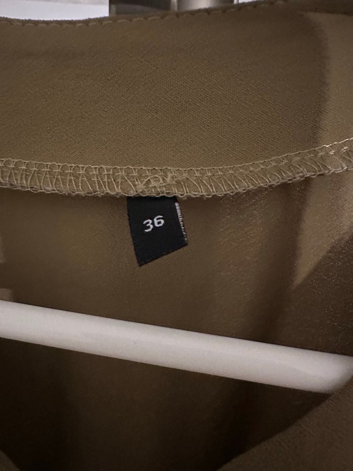 Kadın Bej Kemerli Kumaş tulum - Görsel 4