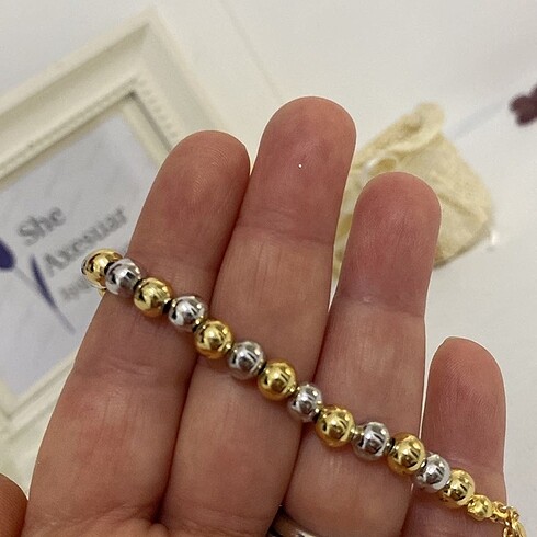 Beden altın Renk Vip seri gold silver dorika bileklik