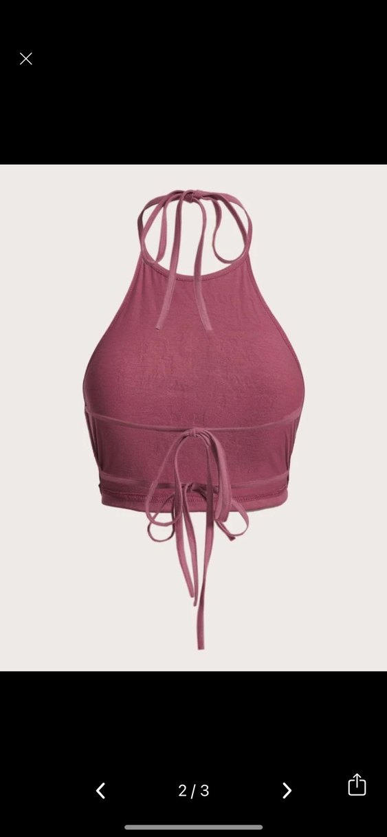 Pembe Mini Strappy Crop Top - Görsel 2