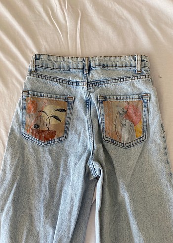 wide leg Midi Boy Mavi Kadın Kot Pantolon - Görsel 2