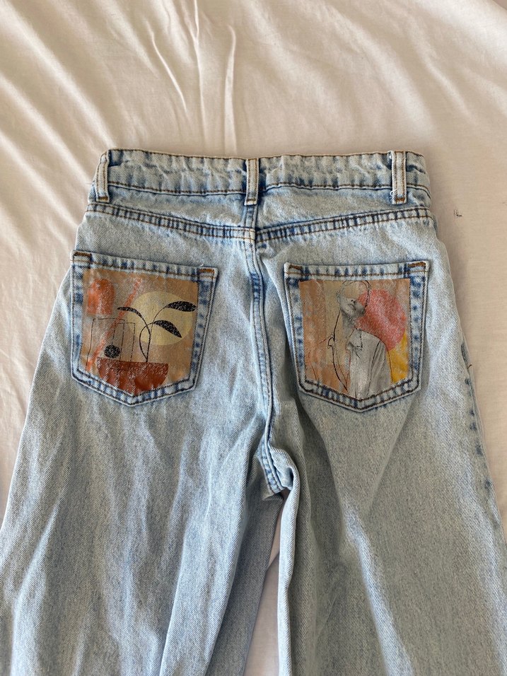 wide leg Midi Boy Mavi Kadın Kot Pantolon - Görsel 2