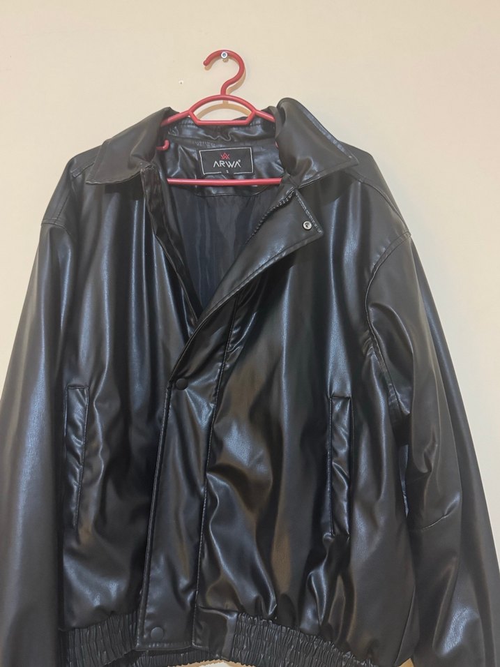 Siyah Deri Fermuarlı Unisex Ceket - Görsel 2