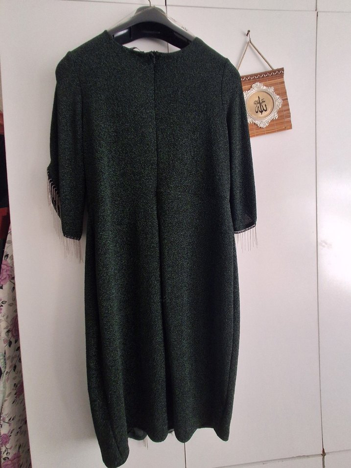 Dantel Detaylı Siyah Uzun Kollu Kadın Elbise - Görsel 2