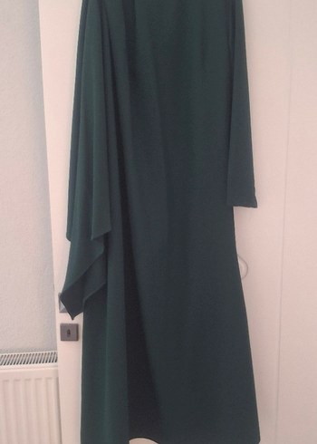 Yeşil Drapeli Kadın Uzun Elbise - Görsel 2